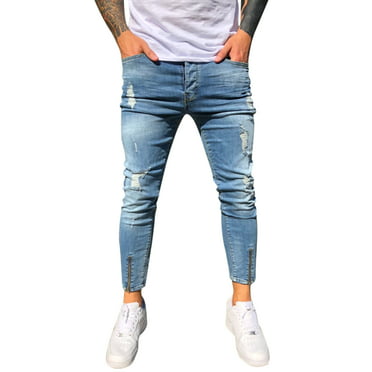 Kankanluck Mens Stretch Tight Casual Trousers Basic Modern Ankle Jeans 